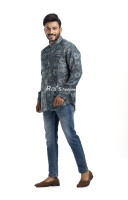 Blue Silk Ajrak Printed Short Kurta (KRP6) Blue Silk Ajrak Printed Short Kurta (KRP6)